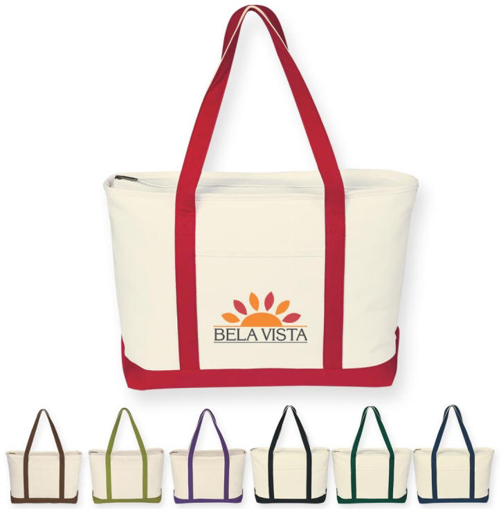 LOGO premiums .com - Canvas Zipper Tote Bag Event Trade Show Promotional Gift
